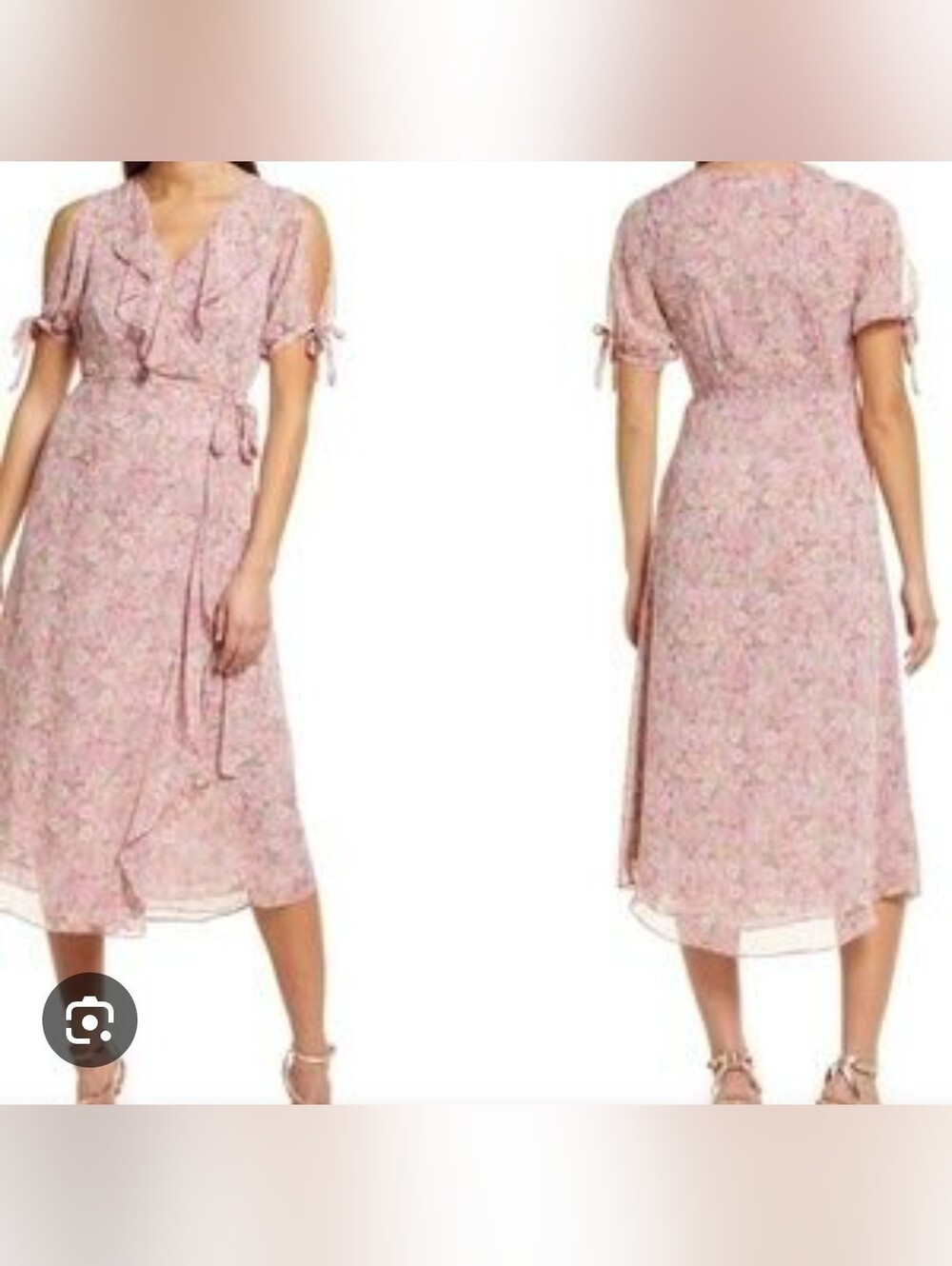 NWT!Summer Midi Pink Photo Ready Ruffle Women's Floral Dress L(fits Like Medium)